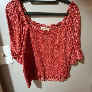 LOFT Scarlet Blouse with Ivory Speckles